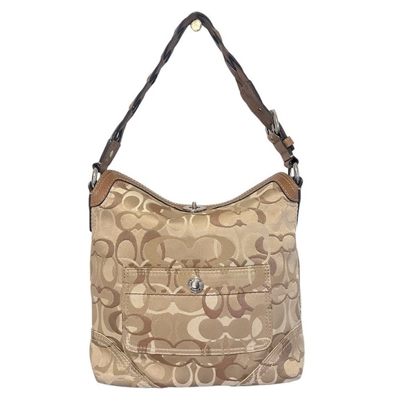 Coach‎ Chelsea Optic Signature Hobo Handbag Tan Brown - Picture 2 of 8